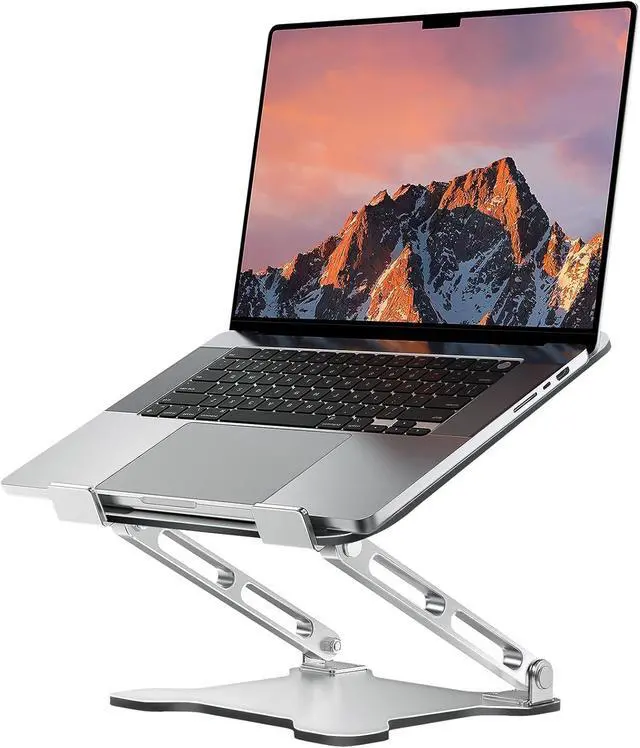 Main image of Adjustable Laptop Stand for Desk Metal Foldable Laptop Riser Ventilated Cooling Bracket Ergonominc Computer Notebook Stand for Desk Compatible with 10-15.6 Laptops Silver