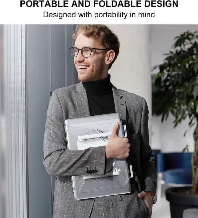 Alt view image 7 of 7 - Acrylic Laptop Stand for Desk with 360 Rotating Base Ergonimic Foldable Clear Laptop Riser Compatible with MacBook Pro/Air Notebook up to 16 Inches Ultra Thick Acrylic Transparent