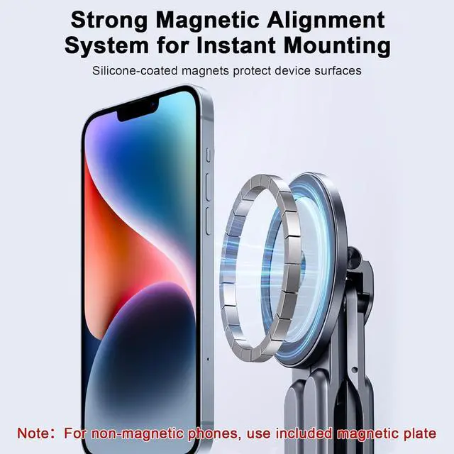 Alt view image 5 of 7 - Foldable Laptop Stand for Desk All-in-One Portable Holder for Laptop Phone & Tablet with Magnetic Mount - 8-Angle Adjustable Aluminum with Non-Slip Base for 10-15.6 Laptops