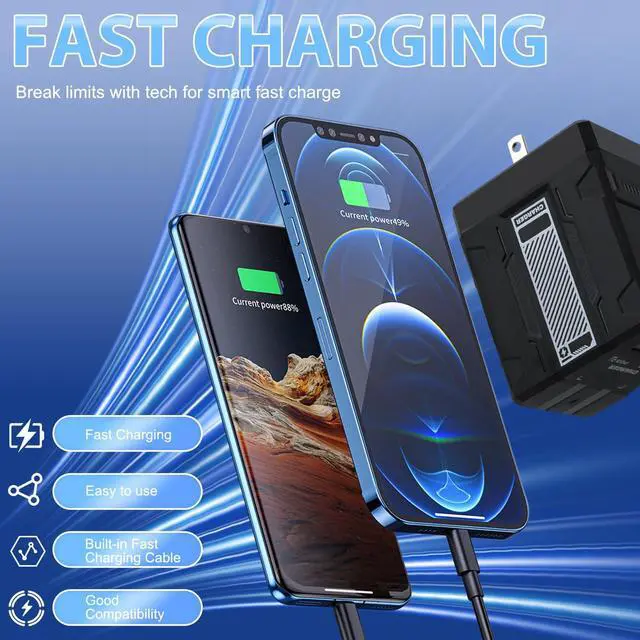 Alt view image 2 of 7 - 2-in-1 Compatible with 120w Fast Charger 2025 New Retractable Wall Fasts Charging Power Adapter with All in One Foldable Plug Multi-Functional Fast Smart Charger for Phone Tablet Laptops (Green)