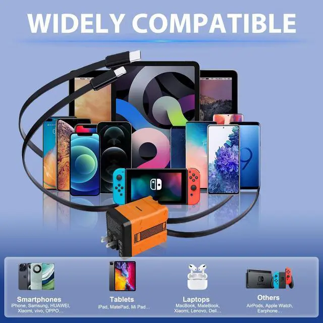 Alt view image 4 of 7 - 2-in-1 Compatible with 120w Fast Charger 2025 New Retractable Wall Fasts Charging Power Adapter with All in One Foldable Plug Multi-Functional Fast Smart Charger for Phone Tablet Laptops (Green)