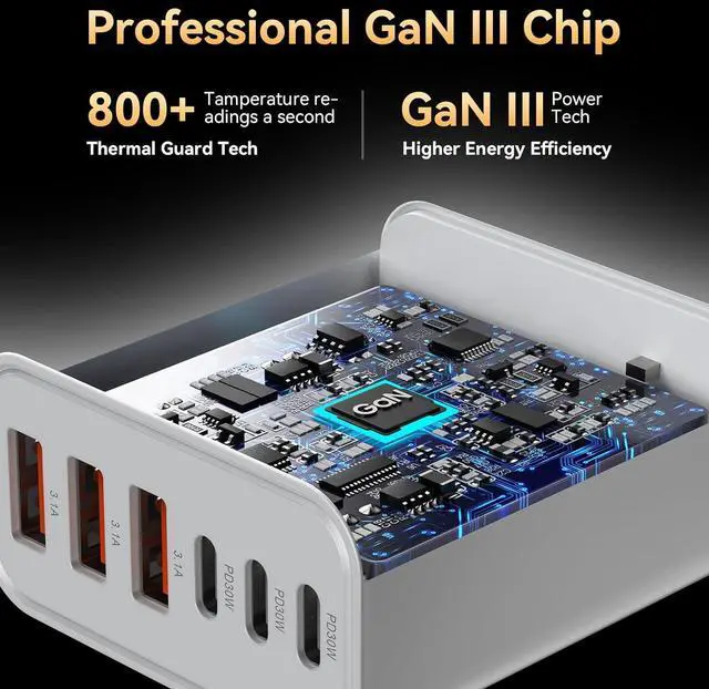 Alt view image 5 of 7 - USB C Fast Charger Block iPhone Charger Fast Charging Blocks 65W Multi Port Charger 6-Ports PD & QC Charging Cube Brick Power Adapter Type C Wall Chargers for iPhone 17/16/15/14/13/12 Pro Max iPad