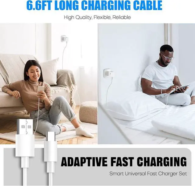 Alt view image 7 of 7 - Fast Charger for  Fast Charging Quick Charger USB Type C 6.6ft Cord Cable for  Galaxy Phone S10/S9/S8/Plus/A51/A52/A53/S25/S24/S23/S22/S21/S20/Ultra/Note20/Note10/Note9/Note8/White
