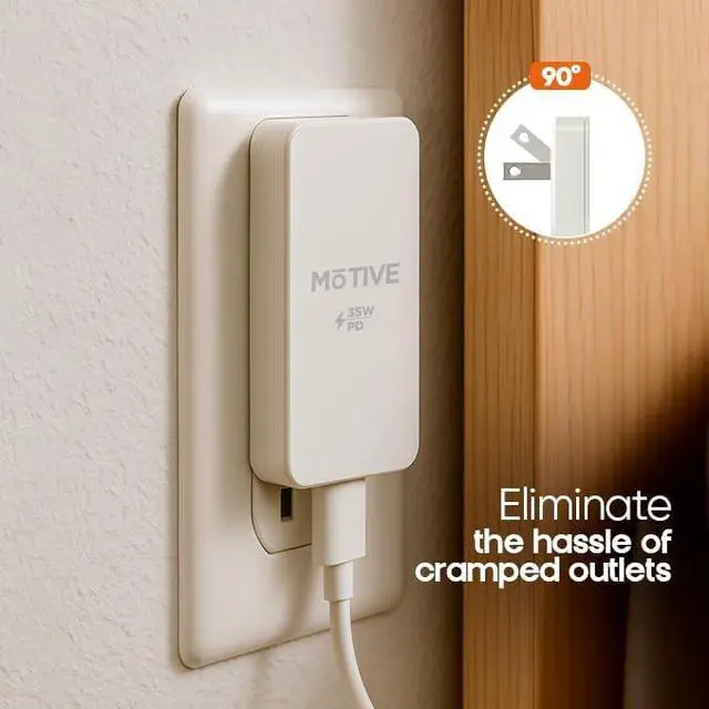 Alt view image 2 of 7 - Flat Wall Charger 35W Super Fast Charger USB C for  Galaxy S25 Ultra S24 iPhone 16 Pro Max Slim USB Wall Charger with Flat Plug Adapter Dual Port A & C Flat Outlet Plug |