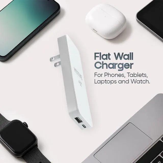 Alt view image 7 of 7 - Flat Wall Charger 35W Super Fast Charger USB C for  Galaxy S25 Ultra S24 iPhone 16 Pro Max Slim USB Wall Charger with Flat Plug Adapter Dual Port A & C Flat Outlet Plug |