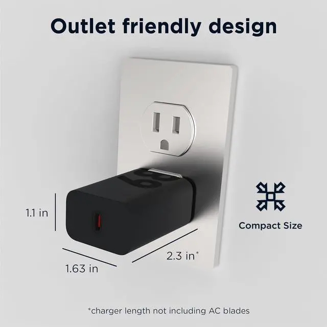 Alt view image 3 of 7 - TurboPower 68W USB-C Wall Charger + 3.3ft 6.5 Amp E-Marked Cable GaN Tech Fastest for Moto G Stylus (2025) Edge+ (Plus) 2022/2023 Edge 2023/2024 Razr+ (Plus) 2024 PD Devices