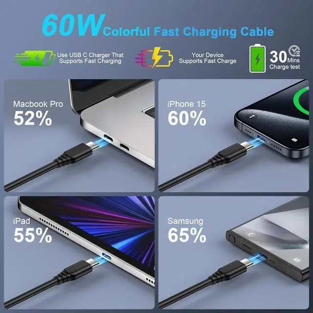 Alt view image 3 of 7 - 20W Fast Charger Block 6FT USB C Android Phone Charger Cord Compatible for Motorola Edge 2025/Razr+/Razr 50/G Power/G Stylus 5G/G Play/Moto G/X50 Ultra PD 3.0 Power Adapter with Type C Charging Cable