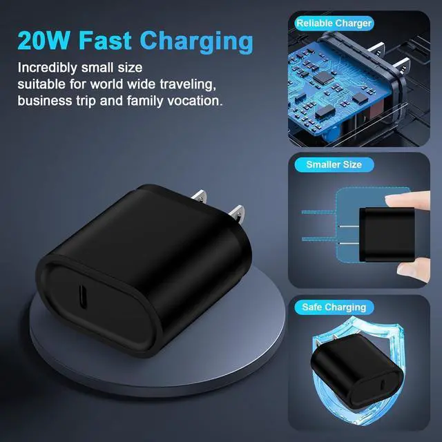 Alt view image 2 of 7 - 20W Fast Charger Block 6FT USB C Android Phone Charger Cord Compatible for Motorola Edge 2025/Razr+/Razr 50/G Power/G Stylus 5G/G Play/Moto G/X50 Ultra PD 3.0 Power Adapter with Type C Charging Cable