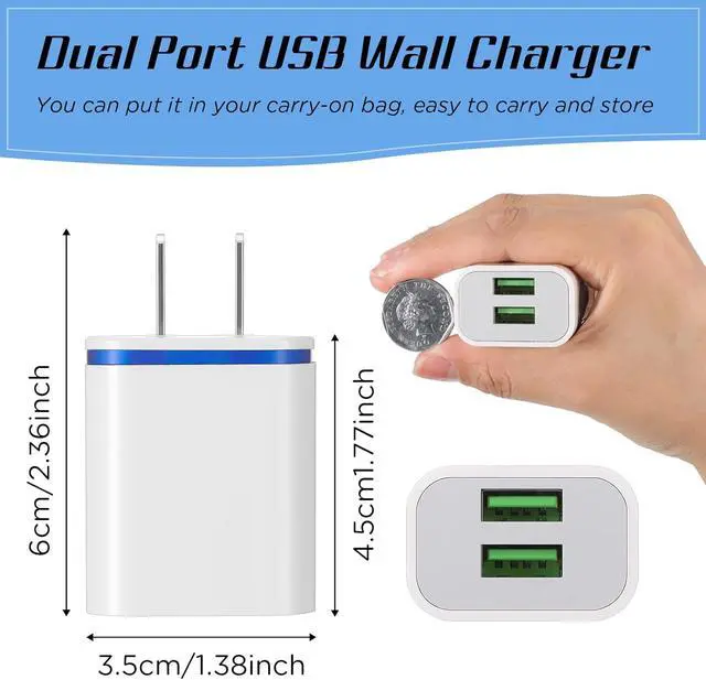 Alt view image 2 of 6 - 12 Pcs Fast USB Wall Charger Charging Block Bulk Adapter Plug Cube 2.1A USB Wall Charger Replacement for Most Smartphones and Tablets(Colorful)