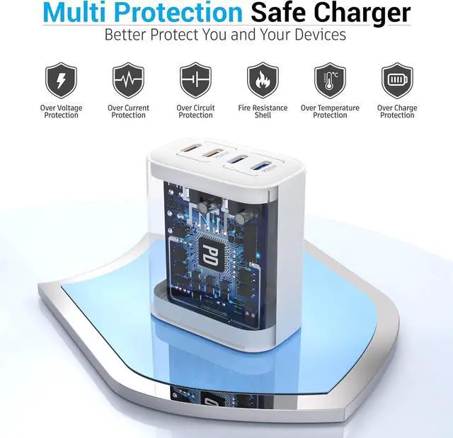 Alt view image 2 of 7 - 40W USB C Charging Block 4 USB-C Ports Type C Wall Plug Fast Charger Cube Power Adapter Box for iPhone 17 17 Air 17 Pro 17 Pro Max 16 15 14 13 12 11 Galaxy Phones Watch Smartphones