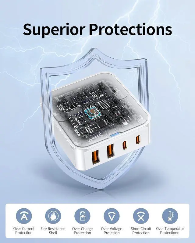 Alt view image 6 of 7 - USB C Charger Block Slim Flat USB Wall Charger Plug with 2 Outlet Ports Multi USB C Charging Power Adapter for Home Travel Office School (20W)