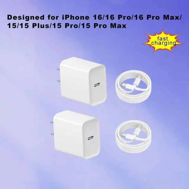 Alt view image 2 of 7 - i Phone 17 16 15 Charger Fast USB C Charger Type-C Charging Block with 6ft Cable Wall Charging Adapter Suitable for iPhone 17/17 Air/17 Pro/17 Pro Max/iPhone 16/16 Plus//16 Pro Max/15/15 Pro (White)