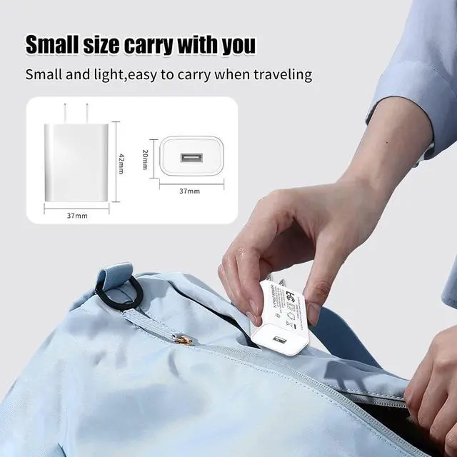 Alt view image 5 of 7 - 5V 2A Power Adapter UL Certified USB Wall Charger 2-Pack  Fast Charging Plug Cube for iPhone 13/14/15/16/16 Pro/Pro Max/Plus XS/XR/X & Watch Series 7/8 Ideal for Home & Travel Use