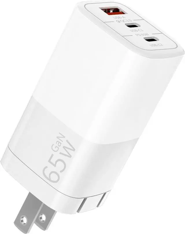 Main image of 65W GaN Fast Charger 3-Port USB C PD Power Adapter (2×USB-C + 1×USB-A)  Compact & Foldable for MacBook Pro/Air iPhone 16 iPad Galaxy S25  XPS  Travel-Friendly & Overheating Protection