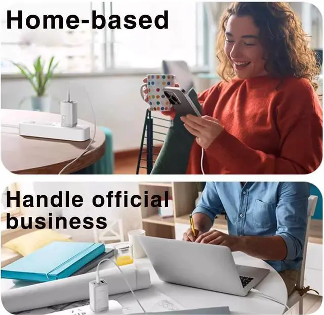 Alt view image 4 of 7 - 65W GaN Fast Charger 3-Port USB C PD Power Adapter (2×USB-C + 1×USB-A)  Compact & Foldable for MacBook Pro/Air iPhone 16 iPad Galaxy S25  XPS  Travel-Friendly & Overheating Protection