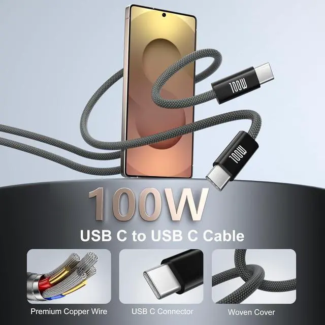 Alt view image 4 of 7 - 45W USB C Charger for Galaxy S25 Ultra Super Fast Charging Block with 6ft USB C to C Cable Compatible with Galaxy S24 FE S23 S22 S21 Note Tab S10 iPhone 16 Pro Max -2Pack Black