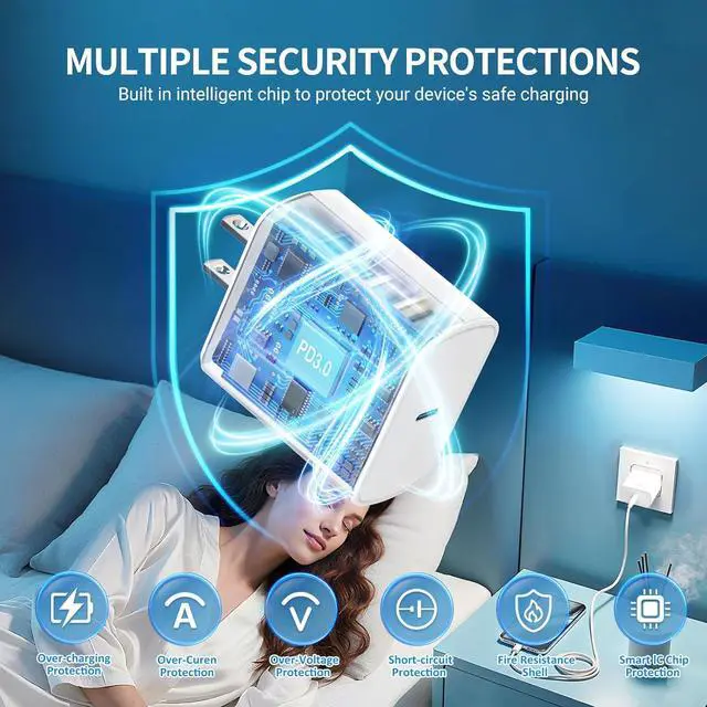 Alt view image 4 of 7 - USB C Charger for iPhone 17 Pro Max 2Pack 45W USB-C Super Fast Charging Wall Charger Block Power Adapter with 6FT Type C USBC to C Cable for iPhone 17/17 Pro/17 Pro Max/Air/16 Plus/16/15 Galaxy