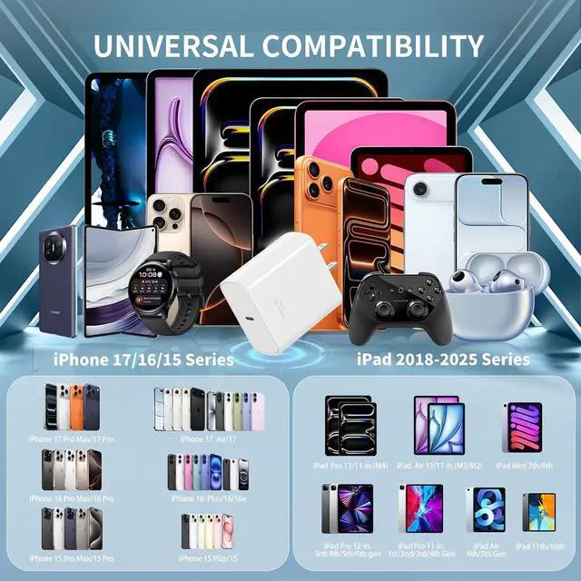 Alt view image 6 of 7 - USB C Charger for iPhone 17 Pro Max 2Pack 45W USB-C Super Fast Charging Wall Charger Block Power Adapter with 6FT Type C USBC to C Cable for iPhone 17/17 Pro/17 Pro Max/Air/16 Plus/16/15 Galaxy