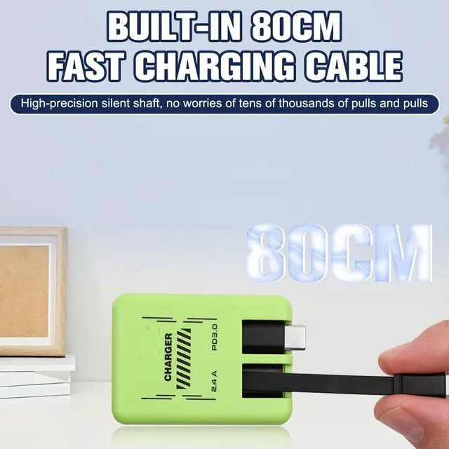 Alt view image 4 of 7 - 2-in-1 Compatible with Fast Charger 45W Retractable Phone Charger Wall Plug with Lightening and Type-C Cables for iPhone16/15 Series Galaxy S25/24 Android and MoreBlack