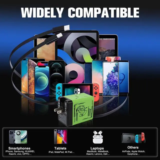 Alt view image 7 of 7 - 2-in-1 Compatible with Fast Charger 45W Retractable Phone Charger Wall Plug with Lightening and Type-C Cables for iPhone16/15 Series Galaxy S25/24 Android and MoreBlack