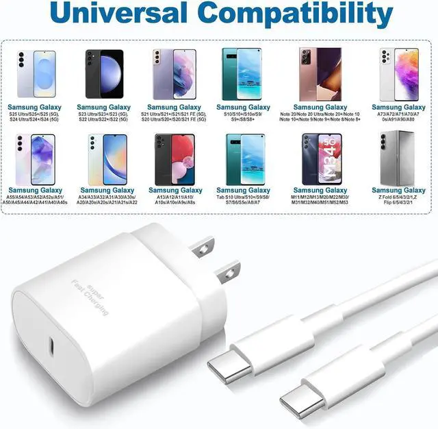 Alt view image 3 of 7 - Super Fast Chargers for Samsung S25 Ultra,25W Type C Charger Fast Charging 2Pack USB C Charger Block and 10FT USB to USB C Cable Cord for Samsung Galaxy S25 Ultra/S24/S23/S22/S21 Ultra/S20/Note 20