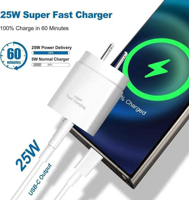 Alt view image 2 of 7 - Super Fast Chargers for Samsung S25 Ultra,25W Type C Charger Fast Charging 2Pack USB C Charger Block and 10FT USB to USB C Cable Cord for Samsung Galaxy S25 Ultra/S24/S23/S22/S21 Ultra/S20/Note 20