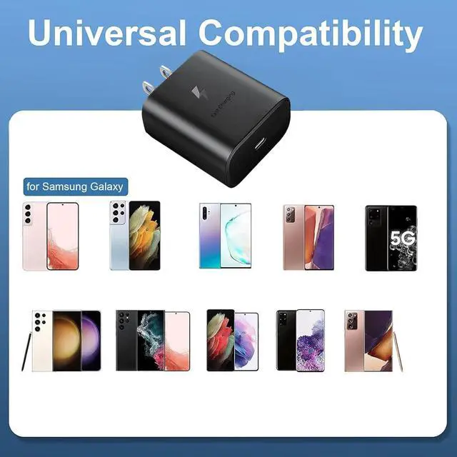 Alt view image 6 of 7 - 45W Fast Charger USB C Port Adapter Wall-Mounted Cube Charging Block.Type-c Mobile Phone Charger with C to C Cable is Suitable for  S25/S24/S23/S22/S21 Galaxy and More.