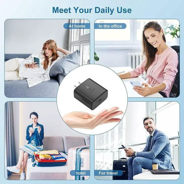 Alt view image 7 of 7 - 45W Fast Charger USB C Port Adapter Wall-Mounted Cube Charging Block.Type-c Mobile Phone Charger with C to C Cable is Suitable for  S25/S24/S23/S22/S21 Galaxy and More.