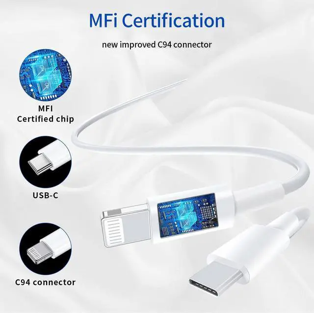 Alt view image 3 of 7 - [MFi Certified] USB C to Lightning Cable 3Pack 10FT iPhone Fast Charger Cable Type C Charging Cord Compatible with iPhone 14 13 13 Pro Max 12 12 Pro Max 11 XS XR X 8 iPad White