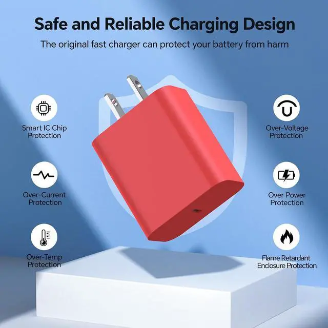 Alt view image 2 of 6 - Compatible with iPhone 14 13 12 Charger 20W Fast Charging Wall Charger 10 FT USB ightning Cable Phone Chargerr Cord for Phone 14/13/12/12 Pro Max/11/Xs Max/XR/X  and More(Pueple/Blue/Red)