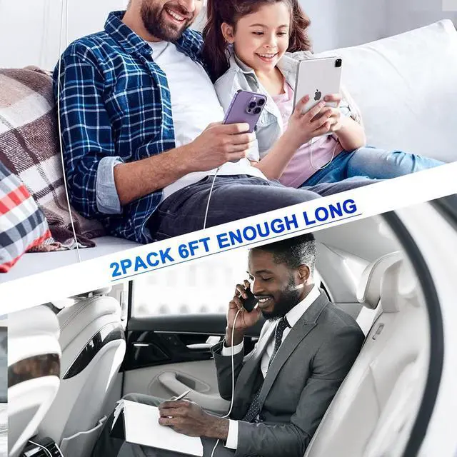 Alt view image 6 of 7 - USB C to Lightning Cable [ MFi Certified] 2Pack 6FT iPhone Fast Charger Cable Power Delivery Type C Charging Cord Compatible with iPhone 14 13 12 11 Pro Max X XS XR 8 7 6s Plus SEWhite