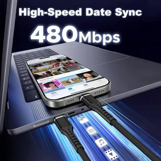 Alt view image 2 of 6 - iPhone Charger Cable 2Pack 3FT USB-C to Lightning Cable  MFi Certified Lightning Cable Nylon Braided Fast Charging High Speed Transfer Cord for iPhone 14 13 12 11 Pro Max Xr Xs 8 and More