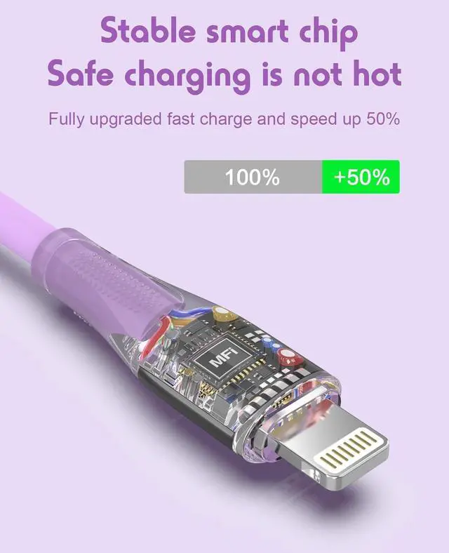 Alt view image 3 of 7 - iPhone Charger 6Pack 3/3/6/6/6/10 FT [ MFi Certified] Lightning Cable Fast Charging iPhone Charger Cord Compatible with iPhone 14 13 12 11 Pro Max XR XS X 8 7 6 Plus SE iPad and More - Colorful