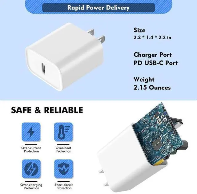 Alt view image 3 of 7 - Fast iPhone Charger [MFi Certified] 2Pack 10FT Extra Long Quick USB C to Lightning Cable Cords + 20W PD USB C Charger Block Fast iPhone Charging Adapter for iPhone 14 Pro Max/Plus/13/12/11/XS/XR/X/SE