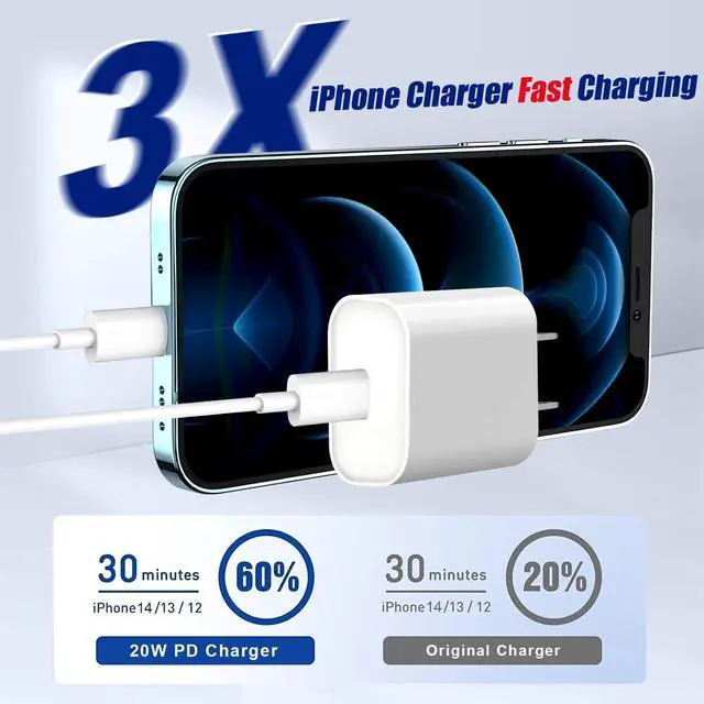 Alt view image 2 of 7 - Fast iPhone Charger [MFi Certified] 2Pack 10FT Extra Long Quick USB C to Lightning Cable Cords + 20W PD USB C Charger Block Fast iPhone Charging Adapter for iPhone 14 Pro Max/Plus/13/12/11/XS/XR/X/SE