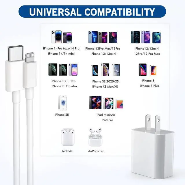 Alt view image 6 of 7 - Fast iPhone Charger [MFi Certified] 2Pack 10FT Extra Long Quick USB C to Lightning Cable Cords + 20W PD USB C Charger Block Fast iPhone Charging Adapter for iPhone 14 Pro Max/Plus/13/12/11/XS/XR/X/SE