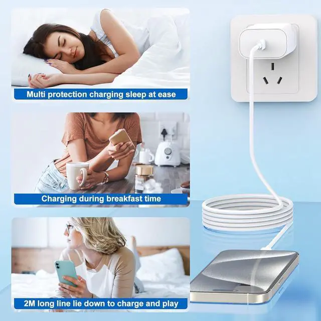 Alt view image 7 of 7 - Fast iPhone Charger [MFi Certified] 2Pack 10FT Extra Long Quick USB C to Lightning Cable Cords + 20W PD USB C Charger Block Fast iPhone Charging Adapter for iPhone 14 Pro Max/Plus/13/12/11/XS/XR/X/SE