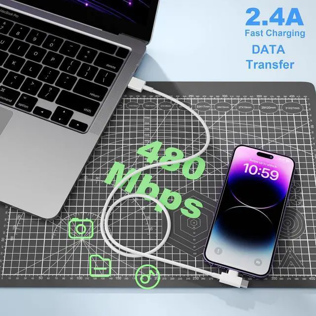 Alt view image 3 of 7 - Car Carplay Cable for iPhone 17/16/15/14/13/12 USB A to USB C & Lightning Fast Charger Cord Compatible with iPhone/iPad/Air/Mini/Pro Max/Plus/Galaxy/Pixe Car Charging USB to Lightning & Type-C