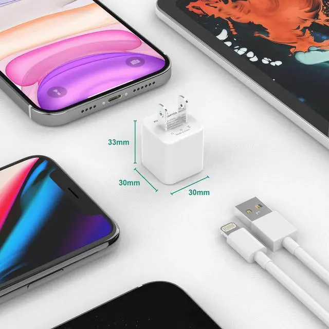 Alt view image 4 of 7 - iPhone Charger Cable 3Pack (MFi Certified) Data Sync Charging Cords with 3Pack USB Wall Charger Travel Plug Adapter Compatible with iPhone 14Pro/13 Pro/12/12 Pro Max/11 Pro Max/XS Max/XS/XR/X/8