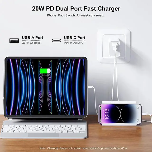 Alt view image 4 of 7 - USB C Charger Block 3Pack 20W Dual Port USB C Wall Charger Plug Fast Charging Adapter USB A Quick Charging Brick Plug for iPhone Air/17 Pro Max/16E/16 ProMax/16Plus/15/14/13/12/11/XS iPad Pro AirPods