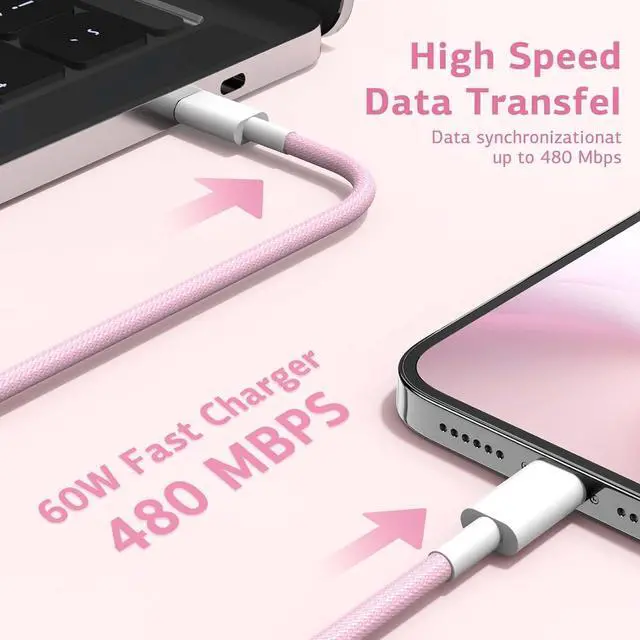 Alt view image 3 of 6 - iPhone 17 Fast Charging Cable 3Pack 6ft 60W Colorful MFi Certified iPhone USB C Fast Charging Cable Data Sync Cord for iPhone 17/Air 17/16/15 Pro Max iPad Pro Air iPad mini MacBook