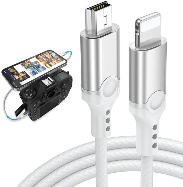 Main image of for Lightning to Mini USB Camera Adapter Cable MFi Certified for iPhone 14 13 12 11 XR 7 Plus Import Photos Video Mini-B USB DSLR Camera OTG Cable for Canon 100D Nikon D610 Nylon Braided Cord 3.3ft