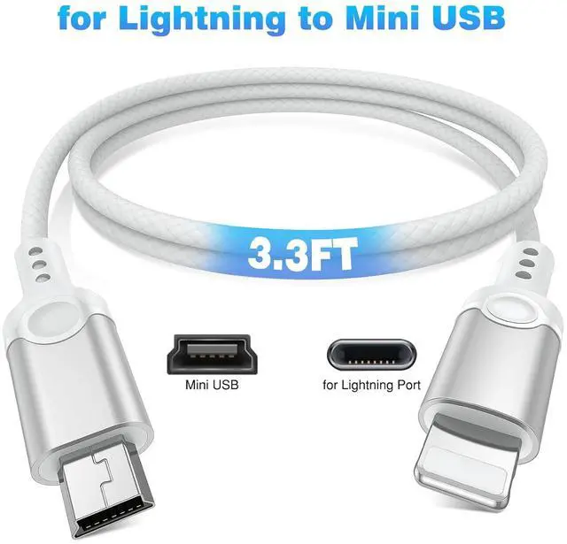 Alt view image 6 of 7 - for Lightning to Mini USB Camera Adapter Cable MFi Certified for iPhone 14 13 12 11 XR 7 Plus Import Photos Video Mini-B USB DSLR Camera OTG Cable for Canon 100D Nikon D610 Nylon Braided Cord 3.3ft