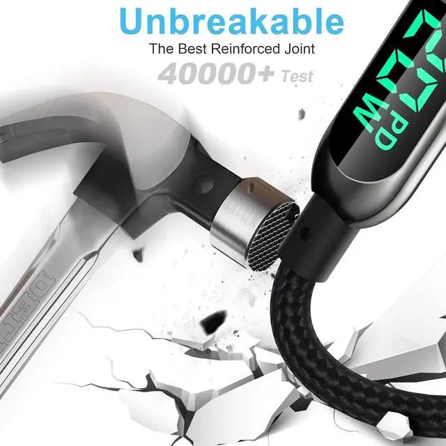 Alt view image 3 of 7 - AICase USB C Auf Lightning-Kabel, 1.2 m Lade-synchroniser-ungskabel mit LED-Display, kompatibel mit iPhone 13 13 Pro 12 Pro Max 12 11 X XS XR 8 Plus, AirPods Pro, unterstützt Power Delivery (1.2 m)