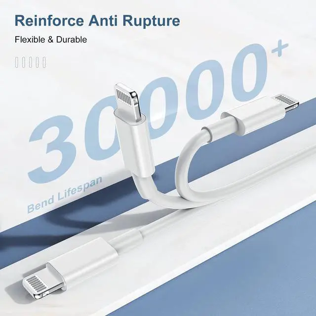 Alt view image 6 of 7 - 10ft iPhone 14 13 12 11 Fast Charger Cable Long [ MFi Certified] USB C to Lightning Cable Type C  Charging Cord for iPhone 14 Pro Max/14/13 Pro/12 Max/12 Mini/11 Pro/XS/XR/8 Plus/7/6/SE/iPad