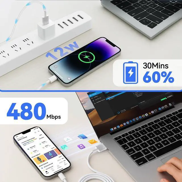 Alt view image 6 of 7 - 3Pack Car  Carplay Cable Car Charger Cord USB A to Lightning Cable 3.3FT Compatible iPhone 14/13/12/11/Pro/Max/XR/XS/X/8/7/6S Plus/5S/SE 3rd/iPad Pro/Air/Mini Charging Cable Cord