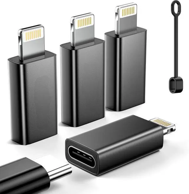 Main image of MFi Certified 27W USB C to Lightning Adapter (4 Pack) - Fast Charging Data Sync Lightning to USB Type C Cable Adapter for iPhone14/13/12 Series iPad AirPods with Anti-Lost Loop Not for Audio/OTG