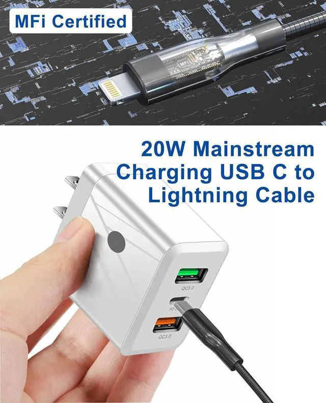 Alt view image 3 of 7 - 6FT Chew Proof iPhone Charger Cord - MFi Certified Metal Braided USB C to Lightning Cable Metal Cat & Dog Proof iPhone Charging Cord with Data Transfer for iPhone 14 13 12 11 X XS XR 8 7 6 5