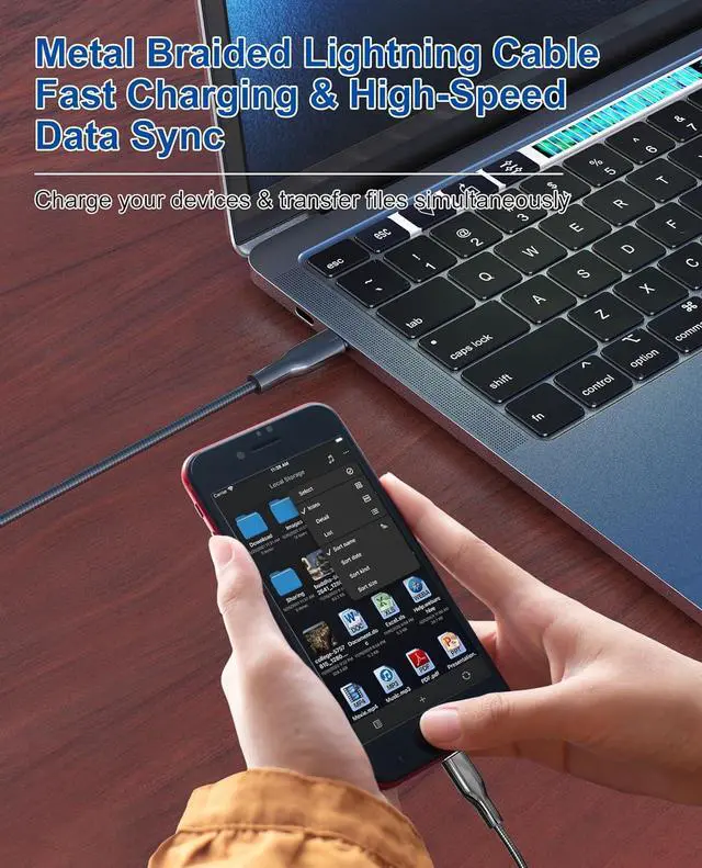 Alt view image 4 of 7 - 6FT Chew Proof iPhone Charger Cord - MFi Certified Metal Braided USB C to Lightning Cable Metal Cat & Dog Proof iPhone Charging Cord with Data Transfer for iPhone 14 13 12 11 X XS XR 8 7 6 5