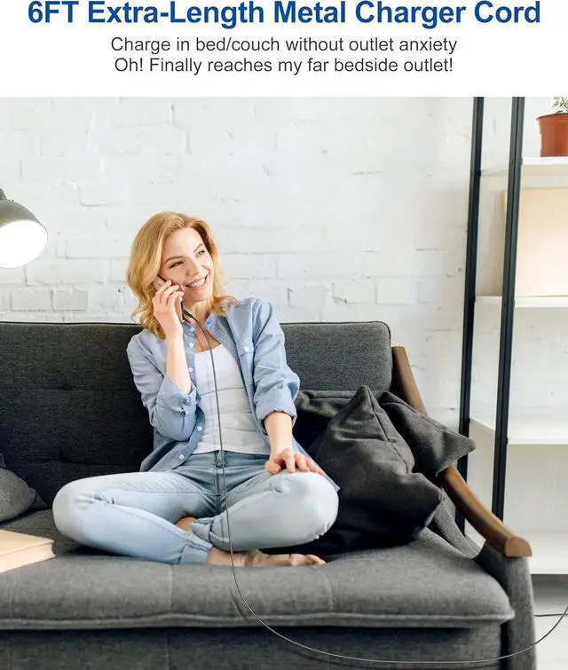 Alt view image 5 of 7 - 6FT Chew Proof iPhone Charger Cord - MFi Certified Metal Braided USB C to Lightning Cable Metal Cat & Dog Proof iPhone Charging Cord with Data Transfer for iPhone 14 13 12 11 X XS XR 8 7 6 5